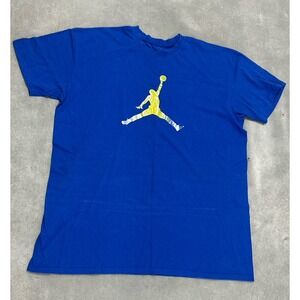 Vintage Nike Jordan Jumpman Blue T-Shirt Men's 3XL Yellow Logo Basketball Tee